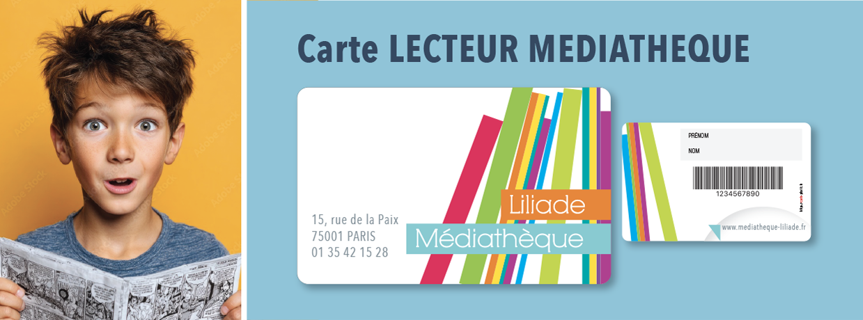 Carte lecteur médiathèque, bibliothèque, ludothèque, archives